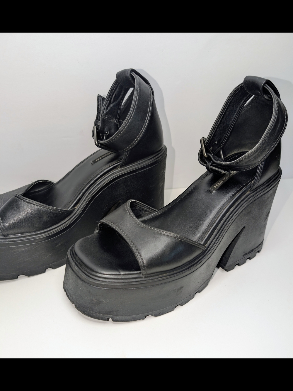 Windsor Smith Flaws Black Leather Chunky Platform Sandals Size 6 Goth 90s - Picture 3 of 7